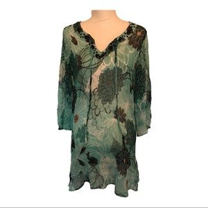 Cruise Wear&Co See-Thru Pleated long sleeve Tunic